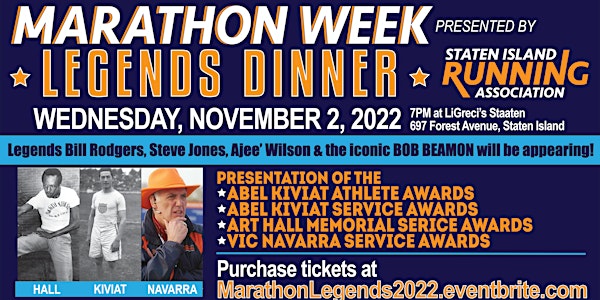 Marathon Week Legends Dinner presented by Staten Island Running Association
