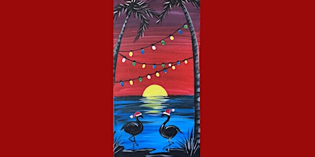 Tropical Beach Flamingo Christmas Canvas Paint & Sip Art Class