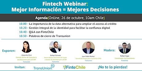 Imagem principal de Fintech Webinar: "Mejor Información = Mejores Decisiones" by TransUnion