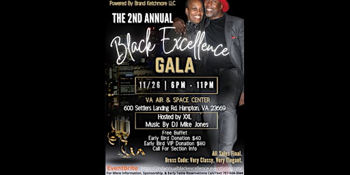 2nd Annual Black Excellence Gala, November 26 2022, 6pm-11pm