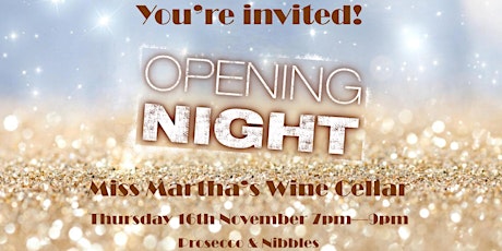Miss Martha's Wine Cellar in Darlington - Opening Night primary image