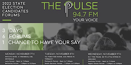 94.7 The Pulse Electorate Candidates Forum - GEELONG & WESTERN VIC primary image