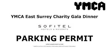 YMCA EAST SURREY GALA DINNER PARKING PERMIT primary image