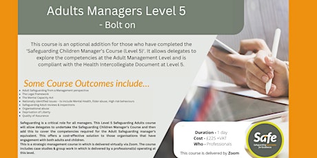 Safeguarding Adults Manager's Course (Level 5) - Bolt On