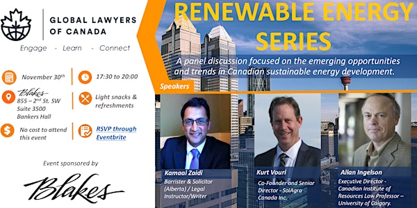 Renewable Energy: emerging opportunities and trends in Canadian sustainable energy development.