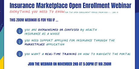Primaire afbeelding van Insurance Marketplace Open Enrollment Webinar