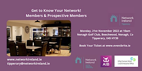 Network Ireland Tipperary Coffee Catch Up for Members & Prospective Members