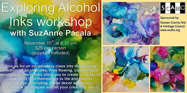 Exploring Alcohol Inks workshop with SuzAnne Pacala