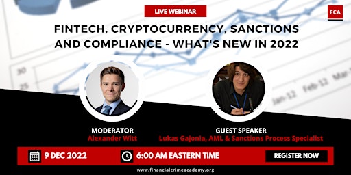 FCA Live Webinar: FinTech, Cryptocurrency, Sanctions and Compliance