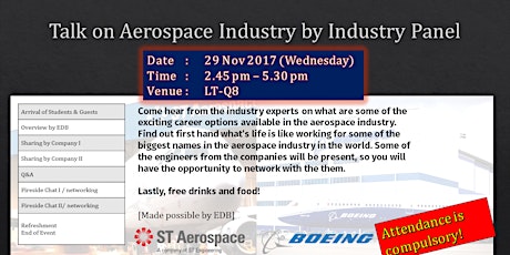 Talk on Aerospace Industry by Industry Panel (ST Aerospace & Boeing) primary image