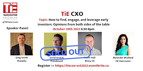 TiE CXO - How to find, engage, and leverage early investors primary image