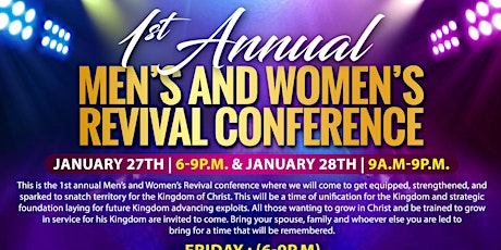 1st Annual Men’s/Women’s Revival Conference