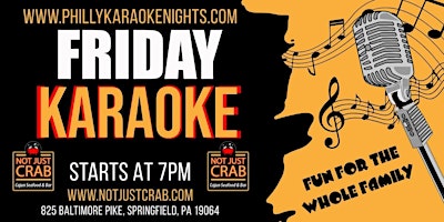 Imagem principal de Friday Karaoke at Not Just Crab (Springfield, PA - Delaware County, PA)