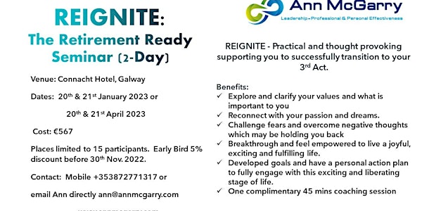 Reignite - Retirement Ready Programme - Be empowered to live a joyful life