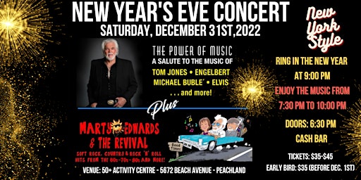 Peachland New Year's Eve Concert 2022 with Marty Edwards
