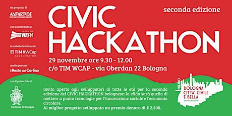 Immagine principale di Civic Hackathon "Bologna città civile e bella" | EVENTO #350 a TIM #WCAP Bologna 