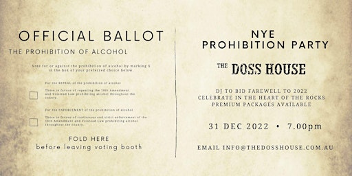 NYE Prohibition Party - The Doss House