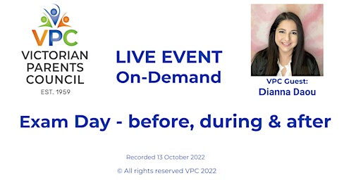 VPC On Demand Live:  Exams Day Tips - before, during & after - Dianna Daou