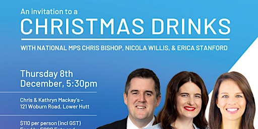 Christmas Drinks with Chris Bishop, Nicola Willis & Erica Stanford