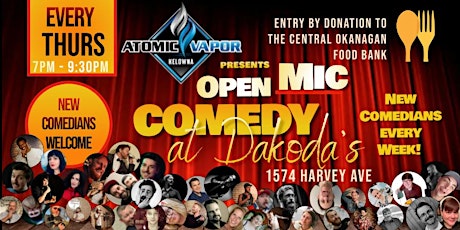 Atomic Vapor presents Open Mic Comedy for the Central Okanagan Food Bank