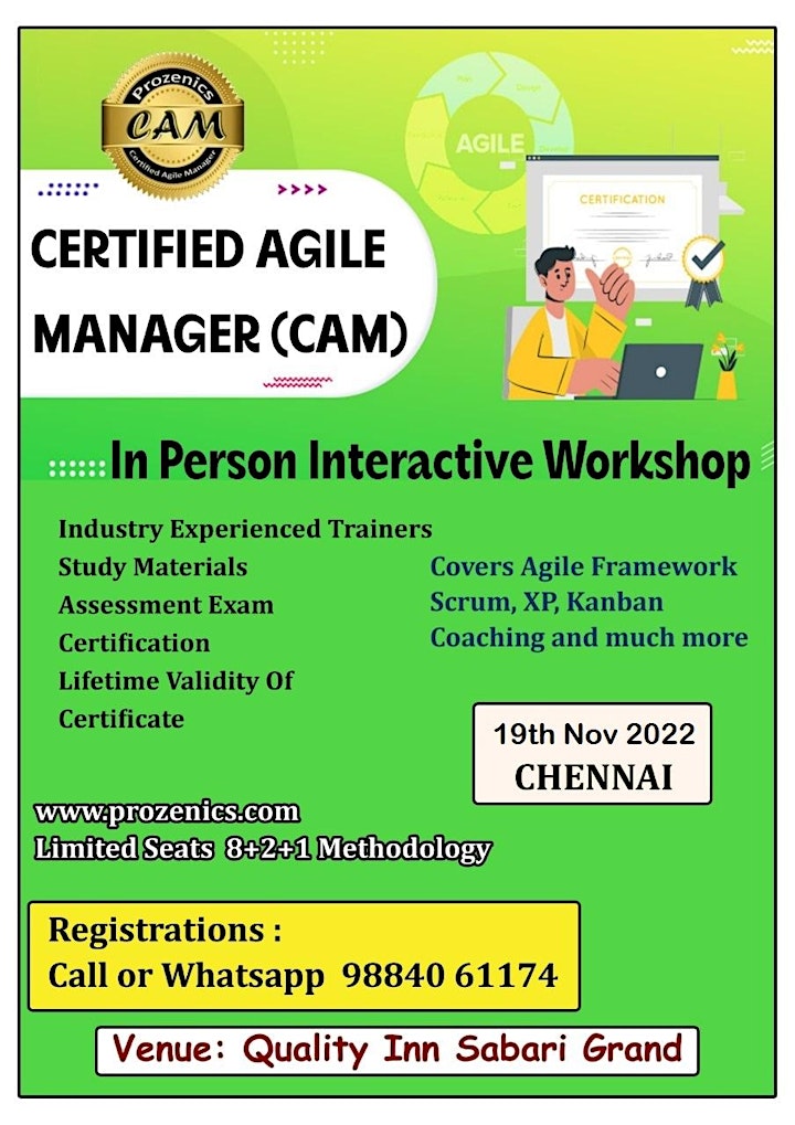 CERTIFIED AGILE MANAGER (CAM) CHENNAI WORKSHOP - 19th Nov 2022 image