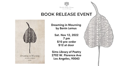 Book Release Event: Dreaming in Mourning  by Benin Lemus primary image