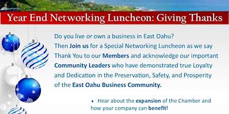 East Oahu Chamber Networking Luncheon- Giving Thanks to our Community... primary image