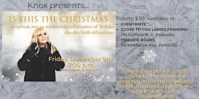 Knox Presents..."Is This The Christmas" Jona Kristinsson  & a 6 piece band