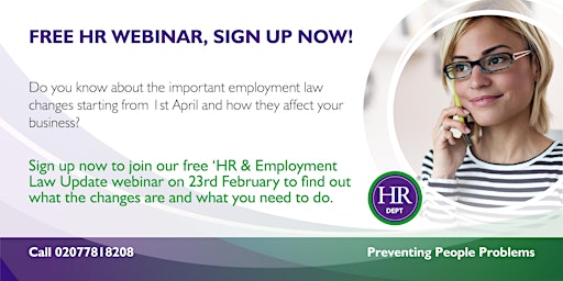 Free HR Webinar - Important employment law business changes from 1st April