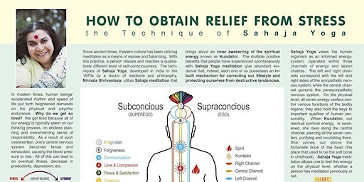 Imagen principal de Stop the Thoughts - Stress Relief FREE Meditation Classes www.sahajayoga.ca