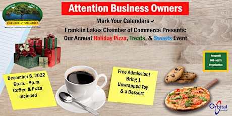 Image principale de Annual Holiday Pizza, Sweets & Treats Networking Event