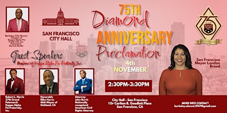 Berkeley Alumni Chapter 75th Diamond Anniversary Proclamation Celebration primary image