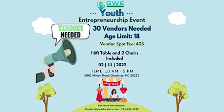GWE's Youth Entrepreneur  Event (for Vendors)