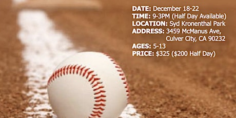 WARRIORS WINTER BASEBALL CAMP DECEMBER 18-22 primary image