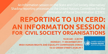 An Information session for civil society organisations on the State and Civil Society Alternative/Shadow reporting processes to the United Nations Committee for the Elimination of Racial Discrimination (CERD). primary image