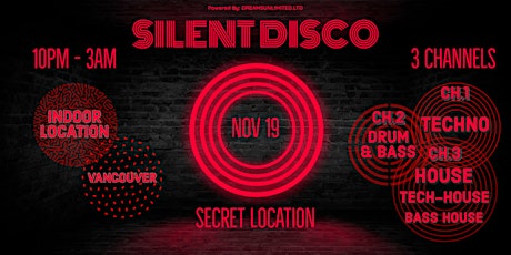 SILENT DISCO - 3 CHANNELS - TECHNO, HOUSE, DRUMS & BASS primary image