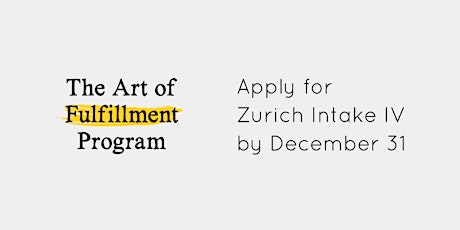 The Art of Fulfillment Program - Zurich Intake IV primary image
