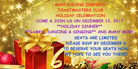 Mon Sheong Inspired Toastmasters Club: Holiday Celebration FREE EVENT primary image