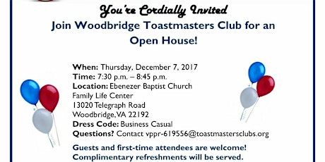 Open House - Woodbridge Toastmasters Club primary image