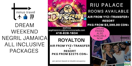 TMINUS TRAVEL YYZ DREAM WEEKEND PACKAGES - RIU PALACE & ROYALTON primary image