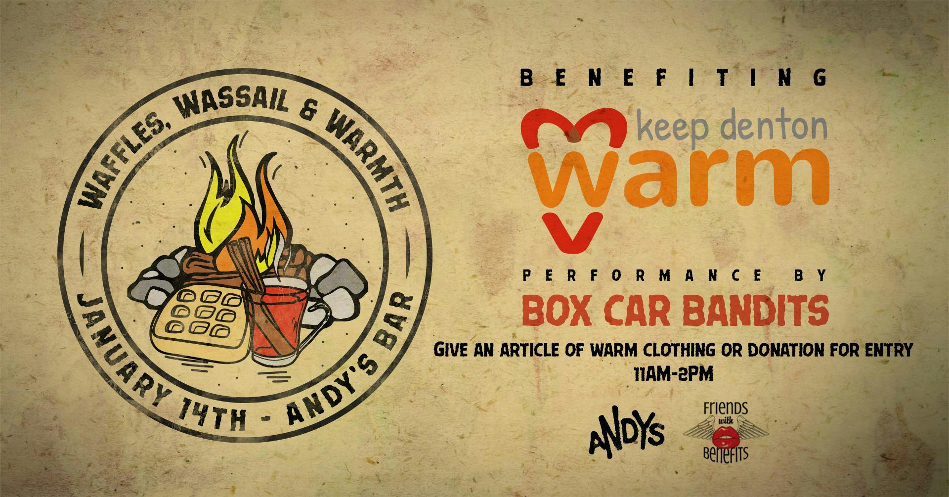 Waffles, Wassail and Warmth w/ Boxcar Bandits