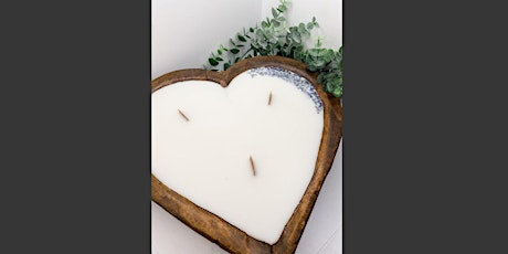 Heart Candle in a Keepsake Wood Dough Bowl