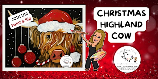 Paint & Sip CHRISTMAS HIGHLAND COW primary image