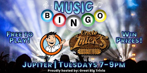 Music Bingo @ Uncle Mick's Bar & Grill | Play Free | Lots of Sweet Prizes!  primärbild