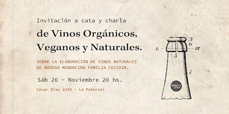 Cata y Charla de Vinos Orgánicos, Veganos y Naturales.
