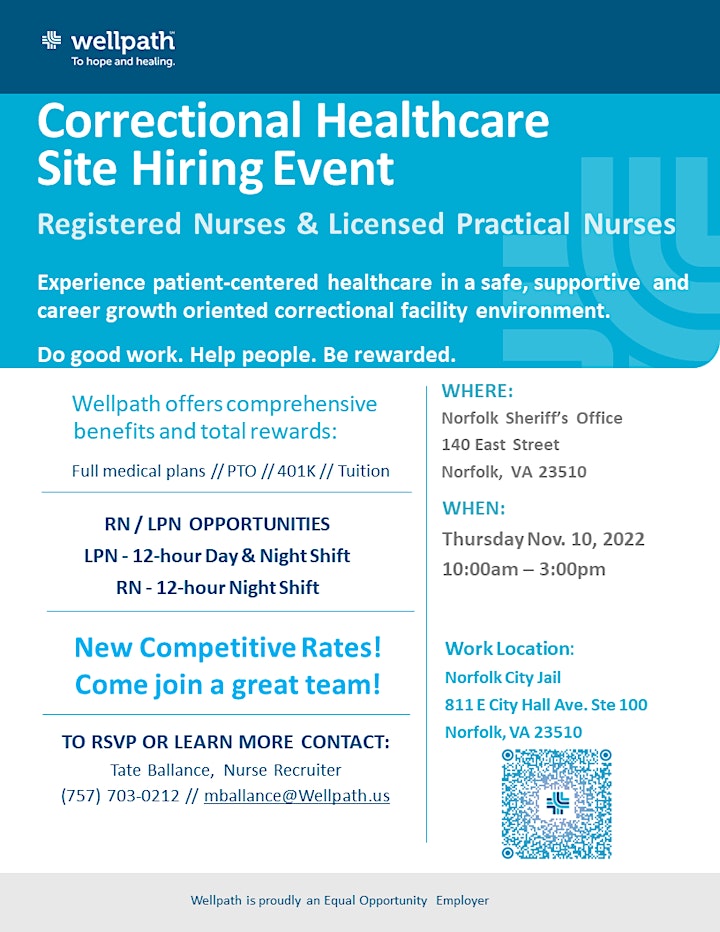 Correctional Healthcare Site Hiring Event – Norfolk City Jail image