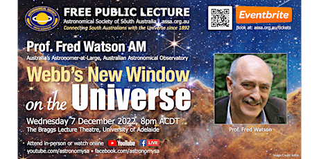 Imagem principal do evento Webb's New Window on the Universe by Prof. Fred Watson