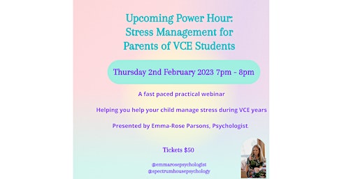 Stress Management for Parents of VCE Students