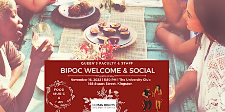 Hauptbild für Queen's BIPoC Welcome & Social (Faculty & Staff)