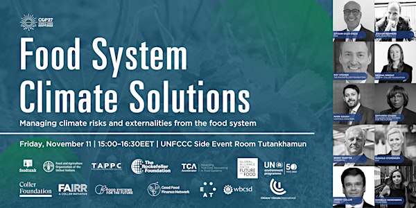 Food System Climate Solutions (UNFCCC / UN COP27). In Person/Streaming.